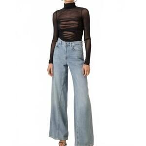NEW LINE AND DOT quincy turtleneck mesh top in black